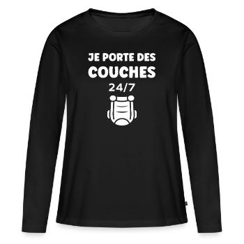 Couches - T-shirt manches longues Premium bio Femme - noir - Devant - Julia (174cm)