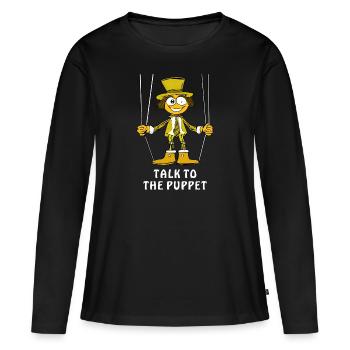 TALK TO THE PUPPET - Frauen Premium Bio Langarmshirt - Schwarz - Vorne - Julia (174cm)