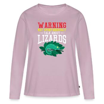 Fun Warning Lizard Talk Design - Women's Premium Organic Long Sleeve Shirt - dusky pink - Front - Julia (174cm)