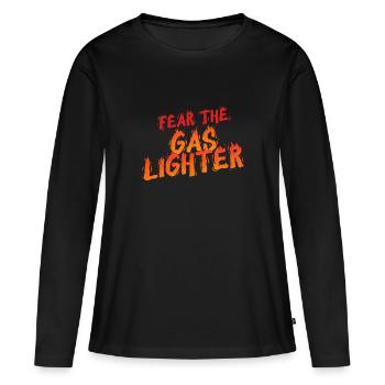 Allume-gaz Gaslighting - T-shirt manches longues Premium bio Femme - noir - Devant - Julia (174cm)