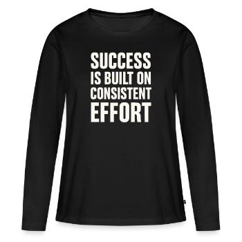 Le succès vient d’un effort constant - - T-shirt manches longues Premium bio Femme - noir - Devant - Julia (174cm)