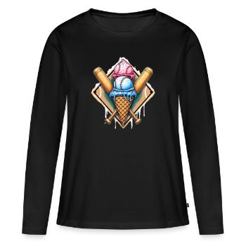 Baseball Batte de baseball - T-shirt manches longues Premium bio Femme - noir - Devant - Julia (174cm)