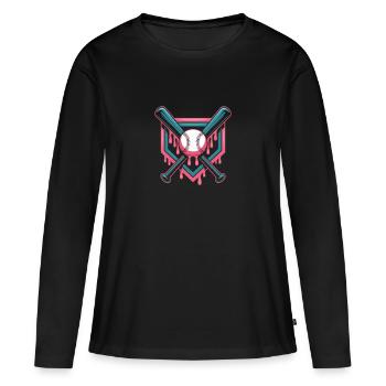 Baseball Batte de baseball - T-shirt manches longues Premium bio Femme - noir - Devant - Julia (174cm)