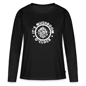 Morilles Champignon O ́Clock - T-shirt manches longues Premium bio Femme - noir - Devant - Julia (174cm)