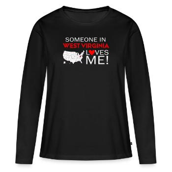 Jemand in West Virginia liebt mich - Frauen Premium Bio Langarmshirt - Schwarz - Vorne - Julia (174cm)