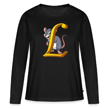 LETTRE L - T-shirt manches longues Premium bio Femme - noir - Devant - Julia (174cm)