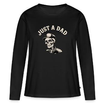 JUSTE UN PAPA - T-shirt manches longues Premium bio Femme - noir - Devant - Julia (174cm)