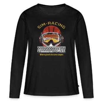 SIM RACING Là où les pixels deviennent des pentes - T-shirt manches longues Premium bio Femme - noir - Devant - Julia (174cm)