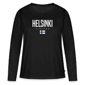 Helsinki, Finlande - T-shirt manches longues Premium bio Femme - noir - Devant - Julia (174cm)