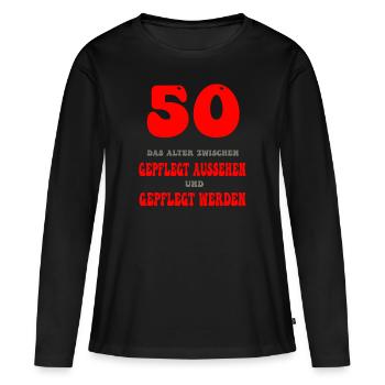 50 - T-shirt manches longues Premium bio Femme - noir - Devant - Julia (174cm)