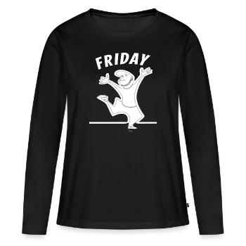 VENDREDI - T-shirt manches longues Premium bio Femme - noir - Devant - Julia (174cm)