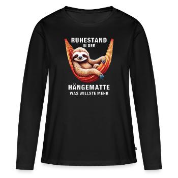 RETRAITE DANS LE HAMAC - T-shirt manches longues Premium bio Femme - noir - Devant - Julia (174cm)