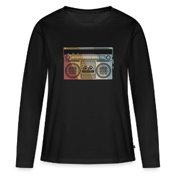 Ghetto Blaster Retro Style Vintage - T-shirt manches longues Premium bio Femme - noir - Devant - Julia (174cm)