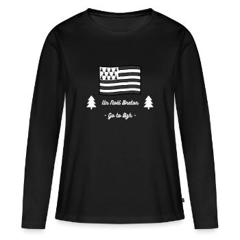 Fêtes Bretonnes Monochromes - T-shirt manches longues Premium bio Femme - noir - Devant - Julia (174cm)