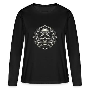 Élégance baroque - T-shirt manches longues Premium bio Femme - noir - Devant - Julia (174cm)