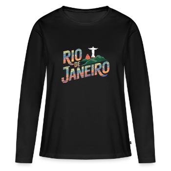 Rio de Janeiro - T-shirt manches longues Premium bio Femme - noir - Devant - Julia (174cm)