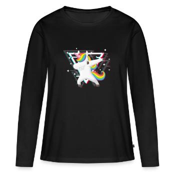 Einhorn Dab - Frauen Premium Bio Langarmshirt - Schwarz - Vorne - Julia (174cm)