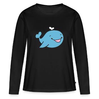Wal - Frauen Premium Bio Langarmshirt - Schwarz - Vorne - Julia (174cm)