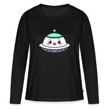 soucoupe volante - T-shirt manches longues Premium bio Femme - noir - Devant - Julia (174cm)