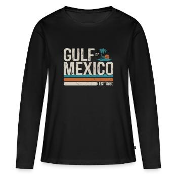 Golf von Mexiko Est 1550 Retro Vintage Strand - Frauen Premium Bio Langarmshirt - Schwarz - Vorne - Julia (174cm)