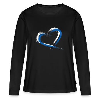 Drapeau de coeur couleurs de drapeau de la Grèce - T-shirt manches longues Premium bio Femme - noir - Devant - Julia (174cm)