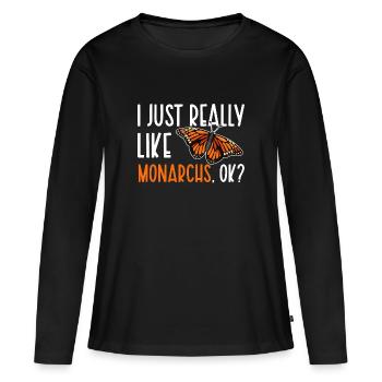 Monarque papillon monarque américain papillon monarque - T-shirt manches longues Premium bio Femme - noir - Devant - Julia (174cm)
