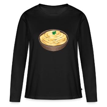 Purée de pommes de terre Purée de pommes de terre - T-shirt manches longues Premium bio Femme - noir - Devant - Julia (174cm)