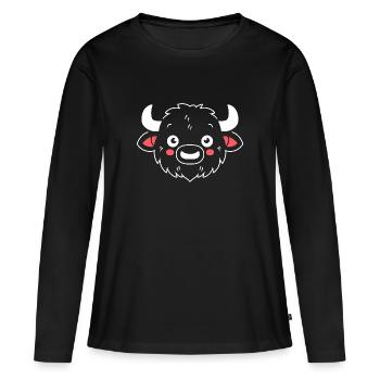 Buffle - T-shirt manches longues Premium bio Femme - noir - Devant - Julia (174cm)