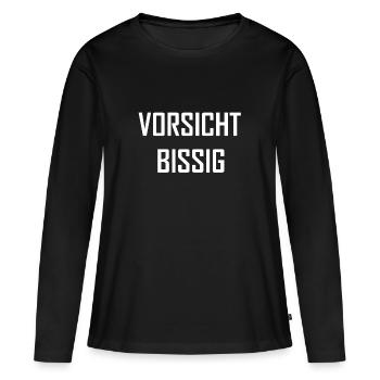 attention mordante - T-shirt manches longues Premium bio Femme - noir - Devant - Julia (174cm)