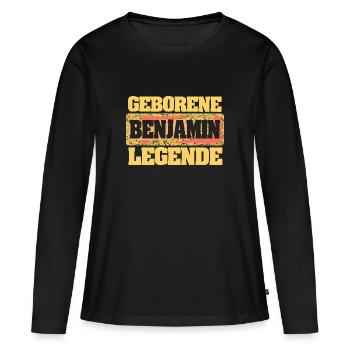 Benjamin - Frauen Premium Bio Langarmshirt - Schwarz - Vorne - Julia (174cm)