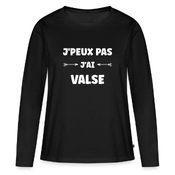 j'peux pas j'ai valse - T-shirt manches longues Premium bio Femme - noir - Devant - Julia (174cm)