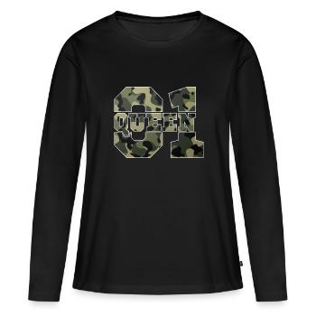 Couple design! King - Queen! - Women's Premium Organic Long Sleeve Shirt - black - Front - Julia (174cm)