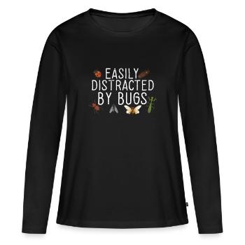 Entomologiste Bug Science facilement distrait par les bugs - T-shirt manches longues Premium bio Femme - noir - Devant - Julia (174cm)