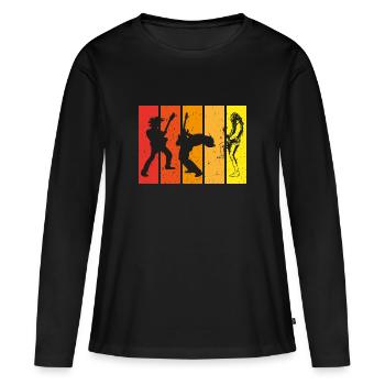 Guitariste, bassiste, guitariste - T-shirt manches longues Premium bio Femme - noir - Devant - Julia (174cm)