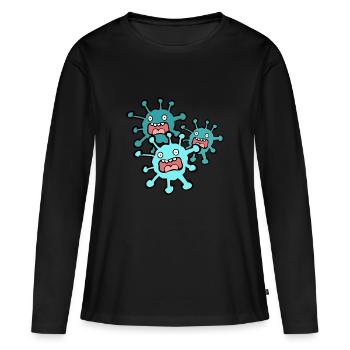 Suivi des virus - T-shirt manches longues Premium bio Femme - noir - Devant - Julia (174cm)