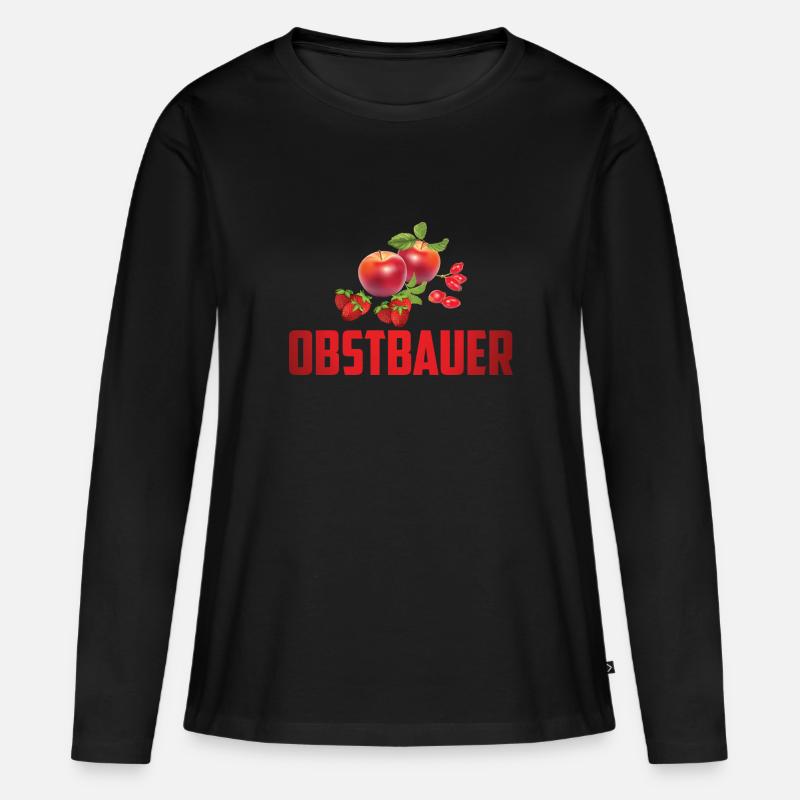 DER OBSTBAUER MIT OBST - Frauen Premium Bio Langarmshirt - Schwarz