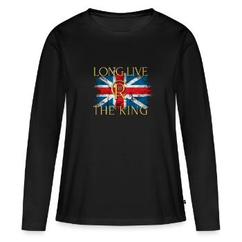 Couronnement du roi britannique Charles Angleterre Drapeau - T-shirt manches longues Premium bio Femme - noir - Devant - Julia (174cm)