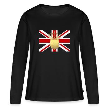 Couronnement du roi britannique Charles Angleterre Drapeau - T-shirt manches longues Premium bio Femme - noir - Devant - Julia (174cm)