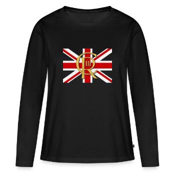 Couronnement du roi britannique Charles Angleterre Drapeau - T-shirt manches longues Premium bio Femme - noir - Devant - Julia (174cm)
