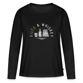 Jupe Tartan Kilt Ecossais - T-shirt manches longues Premium bio Femme - noir - Devant - Julia (174cm)