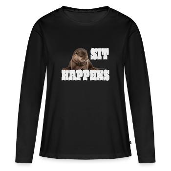 Otter , cute Otter Vintage Retro - Women's Premium Organic Long Sleeve Shirt - black - Front - Julia (174cm)
