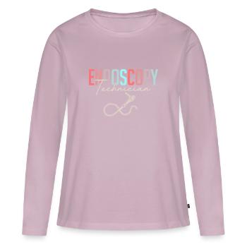 Gastro-entérologie Endoscopie Coloscopie - T-shirt manches longues Premium bio Femme - rose poudré - Devant - Julia (174cm)