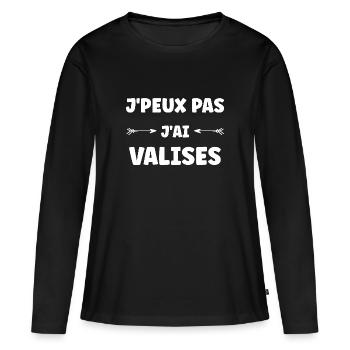 j'peux pas j'ai Valises - T-shirt manches longues Premium bio Femme - noir - Devant - Julia (174cm)