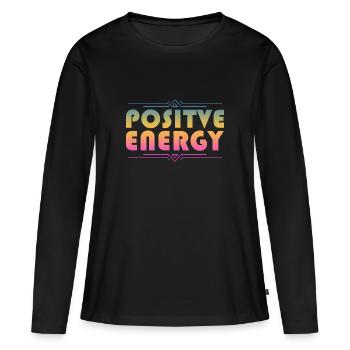 Énergie positive - T-shirt manches longues Premium bio Femme - noir - Devant - Julia (174cm)