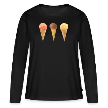 Low Poly Icecream - T-shirt manches longues Premium bio Femme - noir - Devant - Julia (174cm)