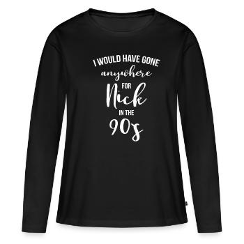 90er 90s NEUNZIGER MUSIK BEST BOYBAND BOY BAND FAN - Frauen Premium Bio Langarmshirt - Schwarz - Vorne - Julia (174cm)