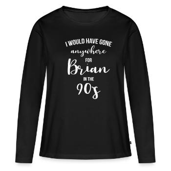 90er 90s NEUNZIGER MUSIK BEST BOYBAND BOY BAND FAN - Frauen Premium Bio Langarmshirt - Schwarz - Vorne - Julia (174cm)