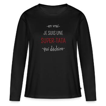 Super TaTa Qui Déchire - T-shirt manches longues Premium bio Femme - noir - Devant - Julia (174cm)