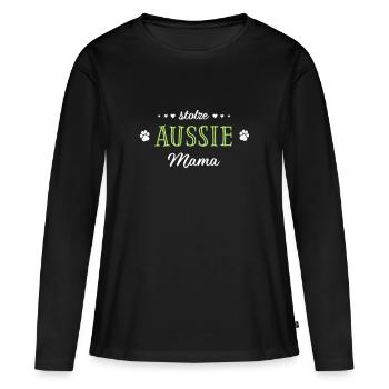 proud Aussie Mama dog paws hearts - Women's Premium Organic Long Sleeve Shirt - black - Front - Julia (174cm)