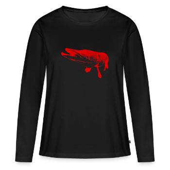 brochet - imprimé rouge - T-shirt manches longues Premium bio Femme - noir - Devant - Julia (174cm)